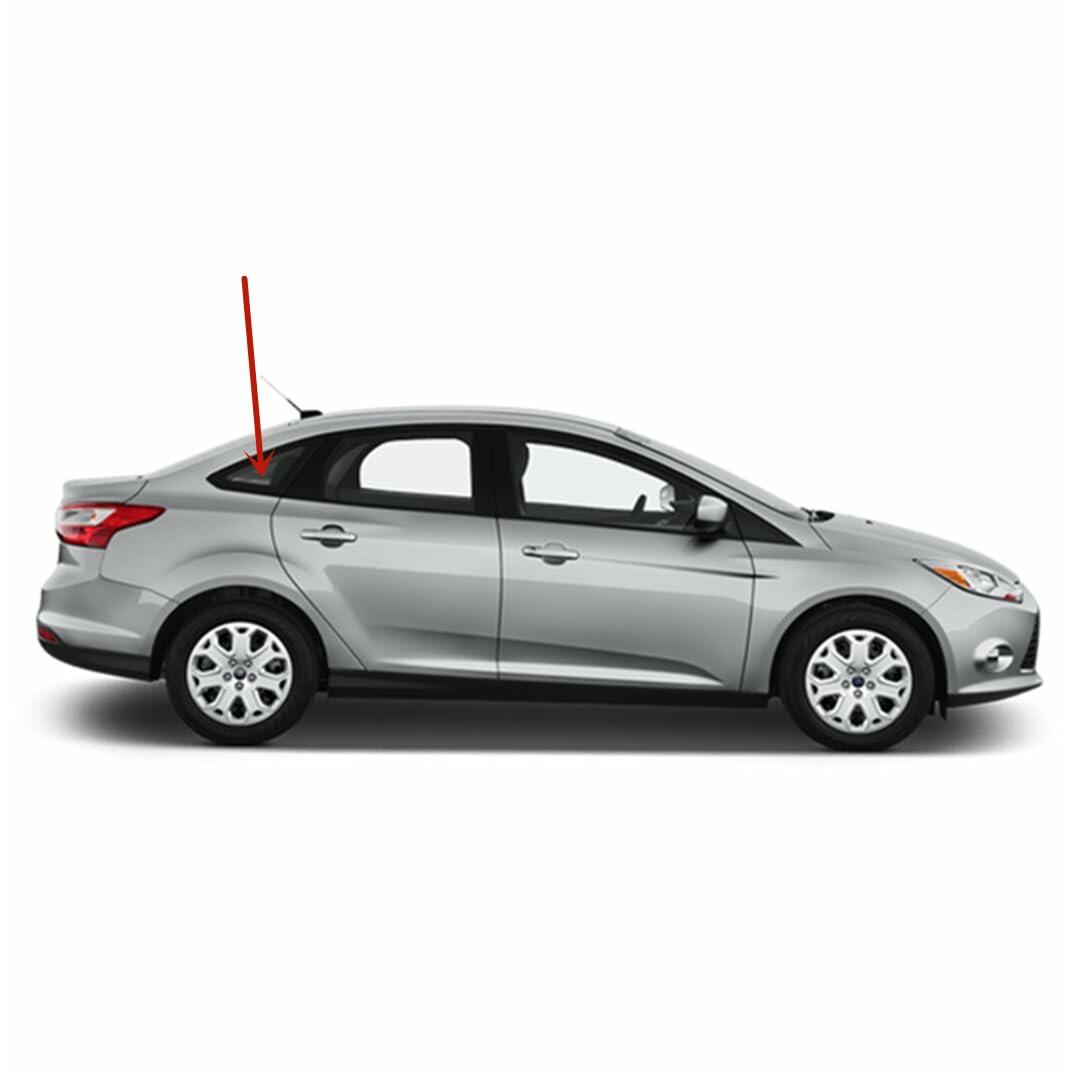OE Black Moulding Passenger Right Side Rear Quarter Window Quarter Glass Compatible with Ford Focus 4 Door Sedan 2012-2018 Models