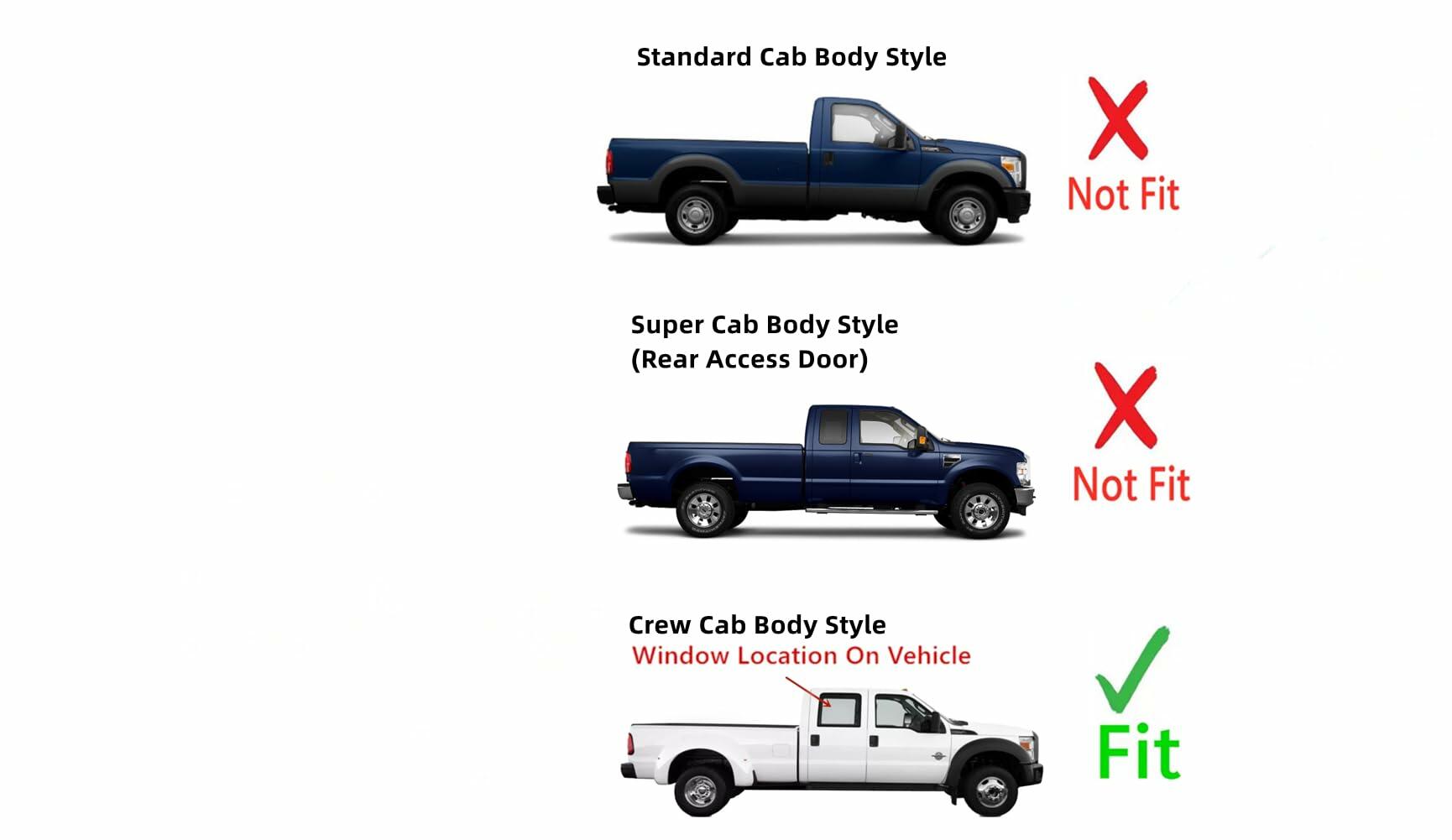 Passenger Right Side Rear Door Window Door Glass Compatible with Ford F250 F350 F450 F550 F650 F750 4 Door Crew Cab 1999-2012 Models