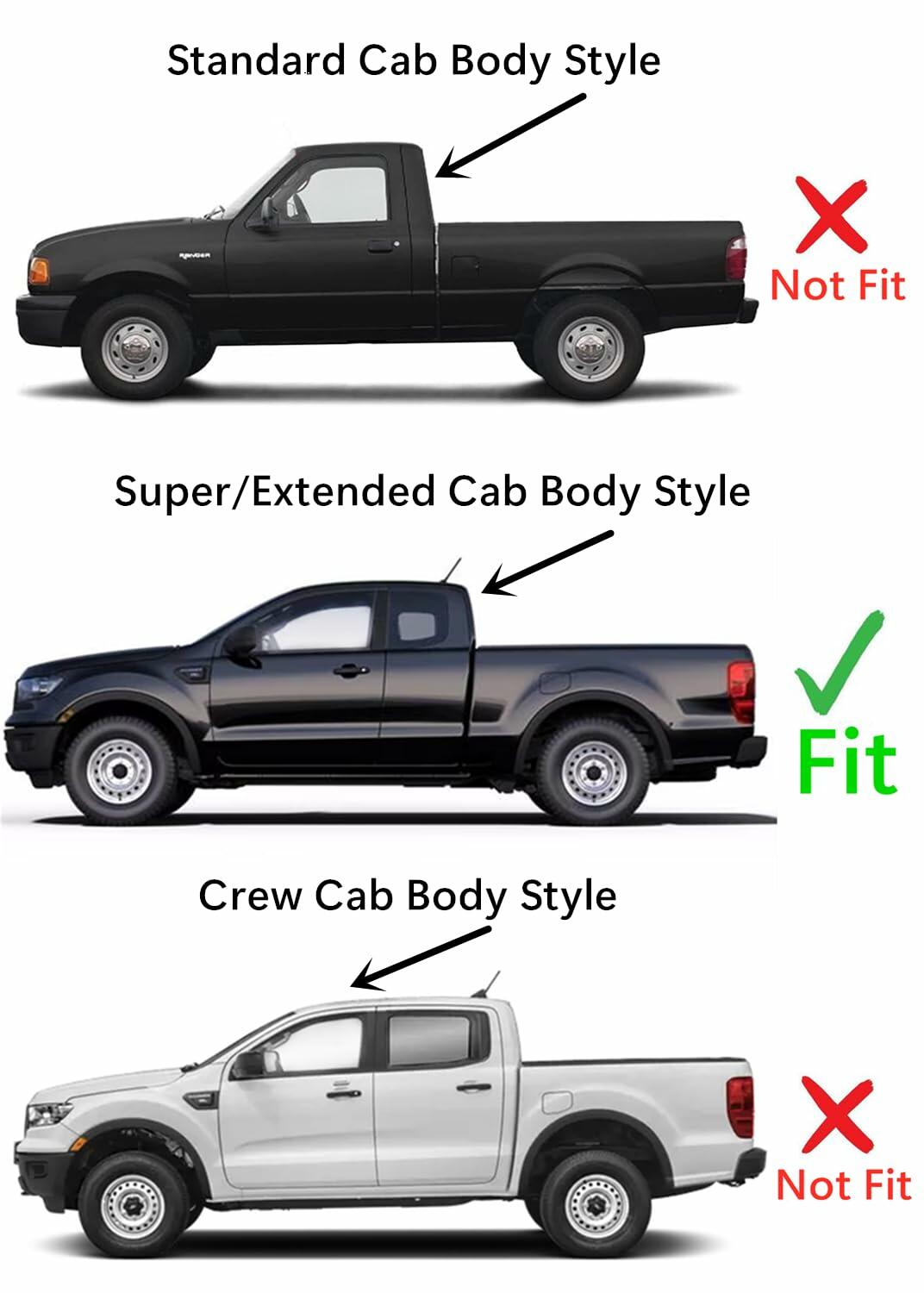 Driver Left Side Quarter Window Quarter Glass Compatible with Ford Ranger Pickup 2 Door Super Cab 2019-2023 Models
