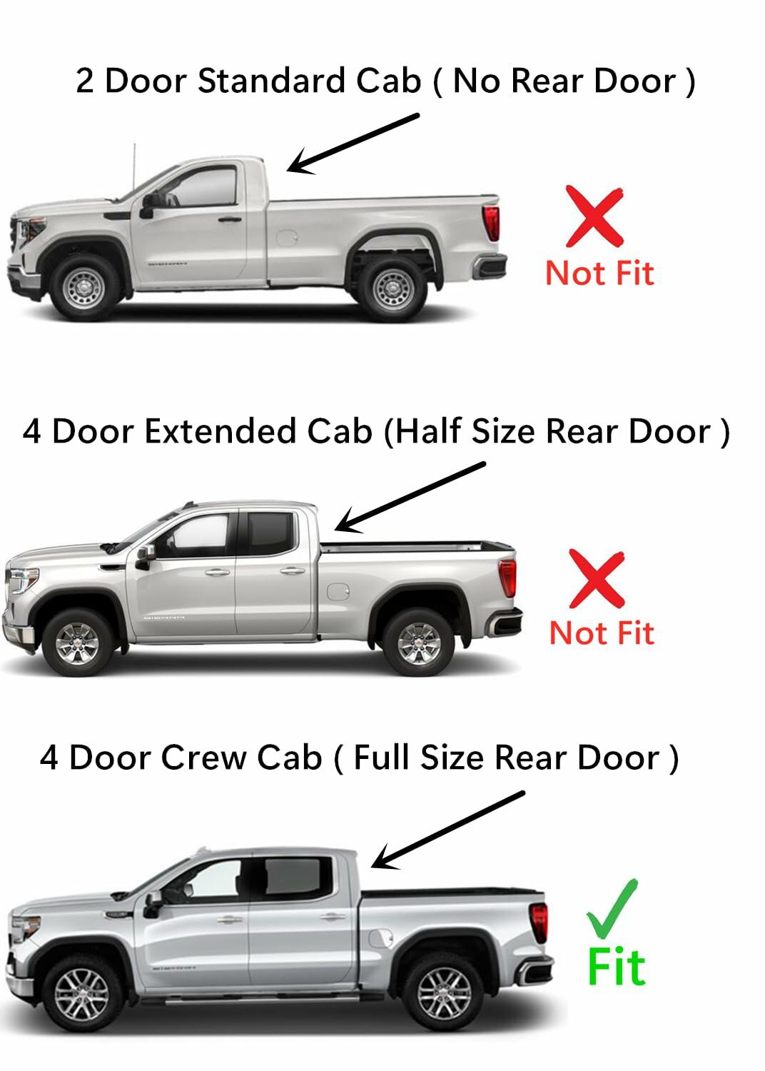 Driver Left Side Rear Door Window Door Glass Compatible with GMC Sierra/Chevrolet Silverado 1500 4-Door Crew Cab 2019-2026 Models