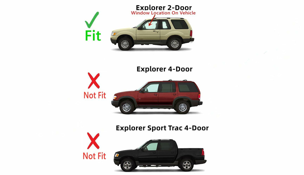 Driver Left Side Door Window Door Glass Compatible with Ford Explorer 2 Door Utility 1995-2003 Models