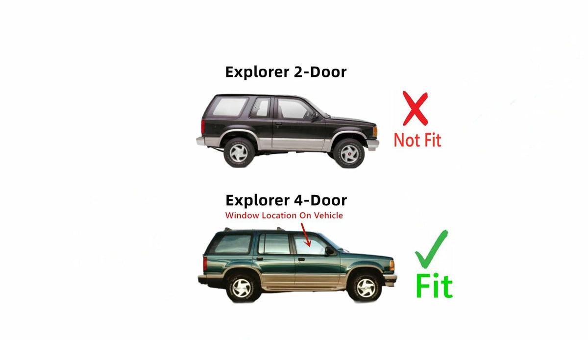Passenger Right Side Front Door Window Door Glass Compatible with Ford Explorer 4 Door Utility 1991-1994 Models