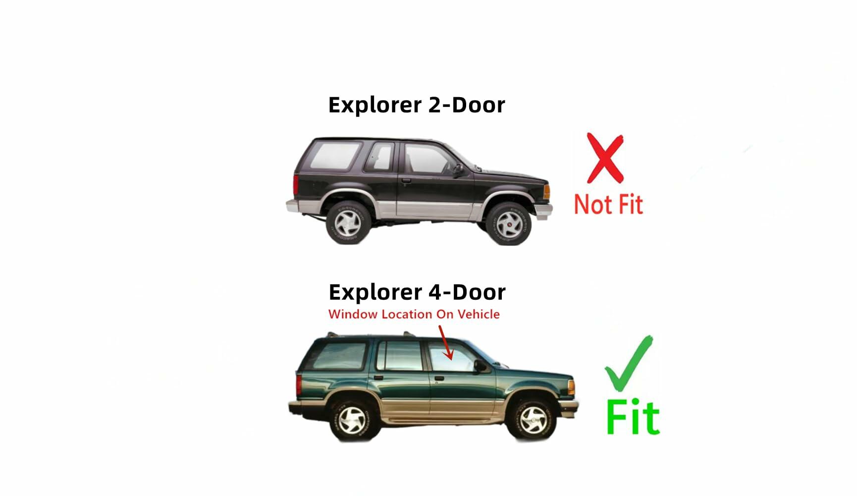 Passenger Right Side Front Door Window Door Glass Compatible with Ford Explorer 4 Door Utility 1991-1994 Models