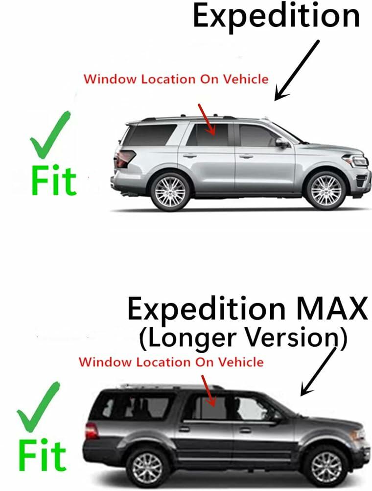 Tempered Passenger Right Side Rear Door Window Door Glass Compatible with Ford Expedition / Expedition MAX 2018-2024 Models