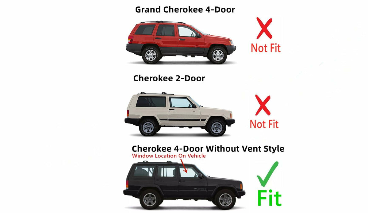 W/O Vent Style Passenger Right Side Front Door Window Door Glass Compatible with Jeep Cherokee 4 Door Utility 1997-2001 Models