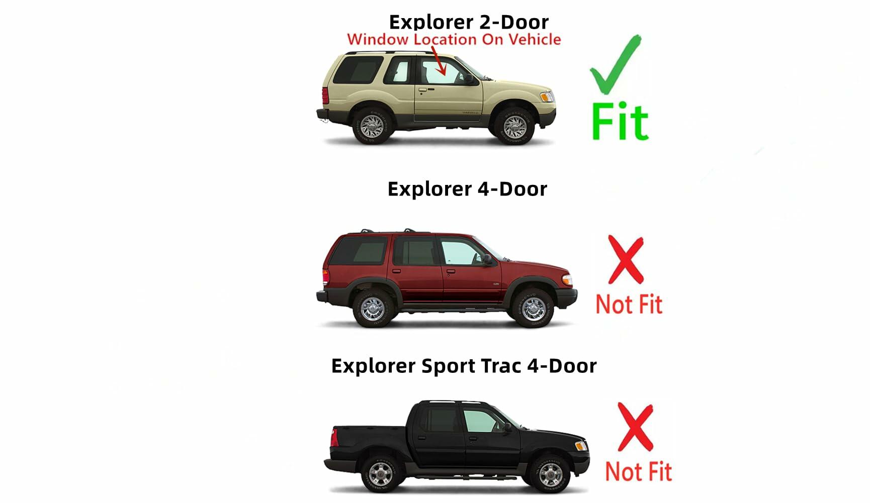 Passenger Right Side Door Window Door Glass Compatible with Ford Explorer 2 Door Utility 1995-2003 Models