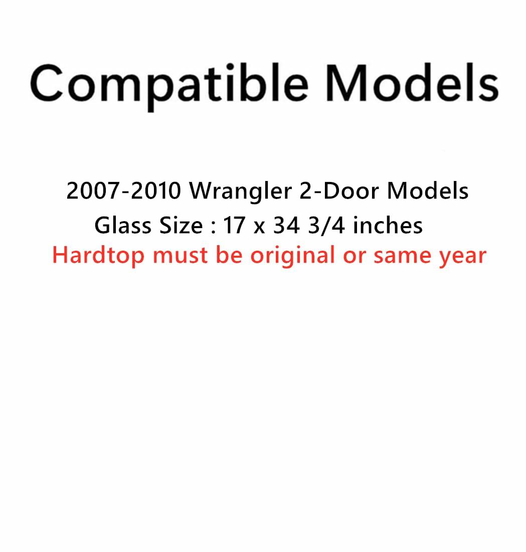Driver Left Side Quarter Window Quarter Glass Compatible with Jeep Wrangler 2 Door Utility 2007-2010 Models