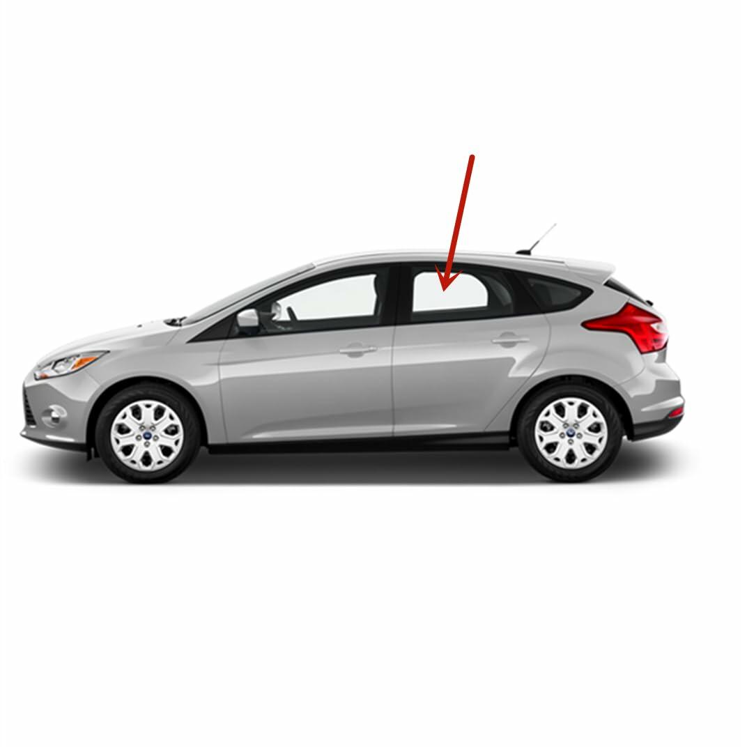 Driver Left Side Rear Door Window Door Glass Compatible with Ford Focus 2012-2018 Models (Not For Focus Rally Sport)