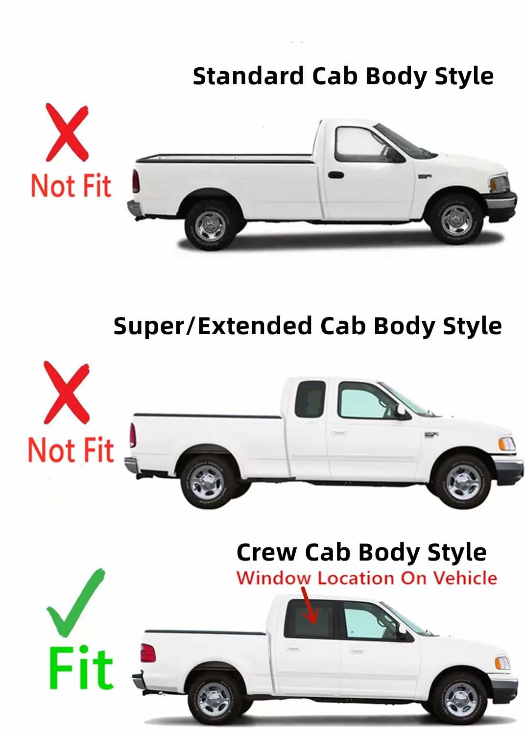 Passenger Right Side Rear Door Window Door Glass Compatible with Ford F150 Pickup/Lincoln Blackwood 4 Door Crew Cab 2001-2003 Models
