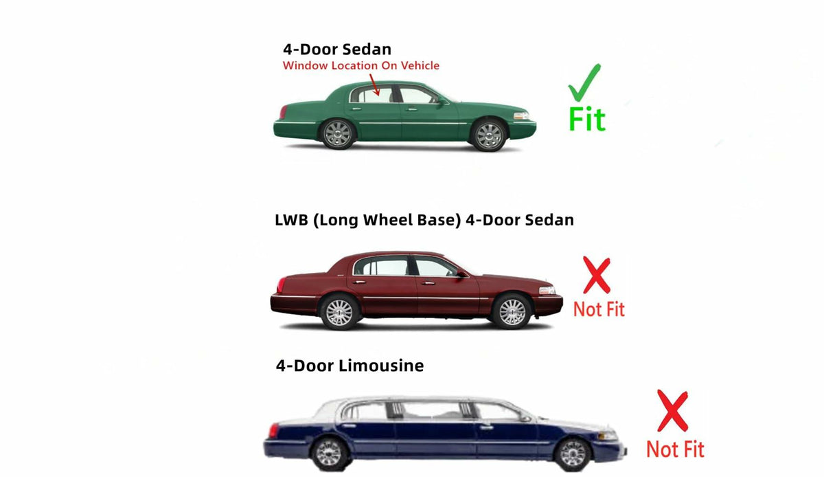 Passenger Right Side Rear Door Window Door Glass Compatible with Lincoln Town Car 4 Door Sedan 1998-2011 Models