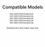 Passenger Right Side Rear Door Window Door Glass Compatible with Ford F150 2015-2020 / F250 F350 F450 F550 2017-2022 Super Cab/Extended Cab Pickups Models