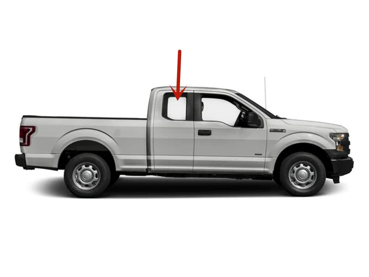 Passenger Right Side Rear Door Window Door Glass Compatible with Ford F150 2015-2020 / F250 F350 F450 F550 2017-2022 Super Cab/Extended Cab Pickups Models