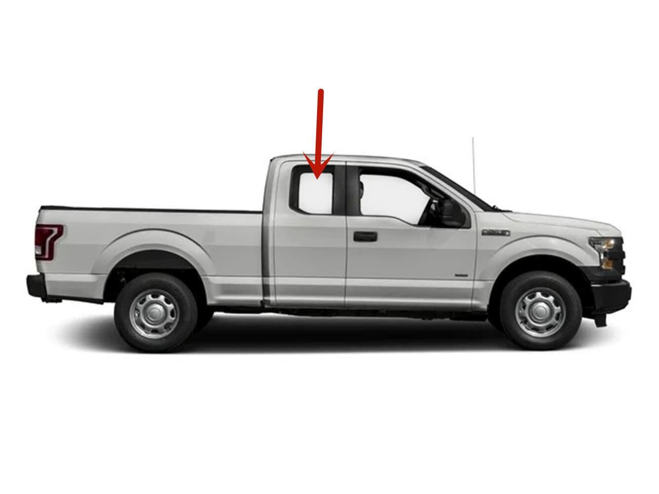 Passenger Right Side Rear Door Window Door Glass Compatible with Ford F150 2015-2020 / F250 F350 F450 F550 2017-2022 Super Cab/Extended Cab Pickups Models