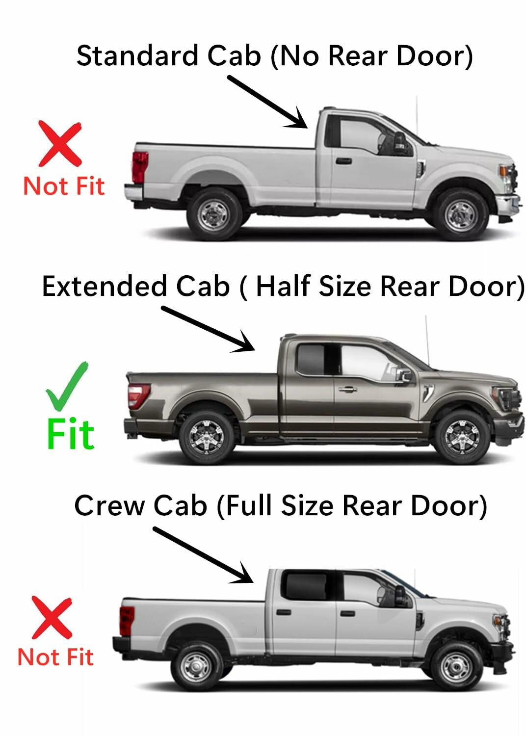 Privacy Passenger Right Side Rear Door Window Door Glass Compatible with Ford F150 2015-2020 / F250 F350 F450 F550 2017-2022 Super Cab/Extended Cab Pickups Models