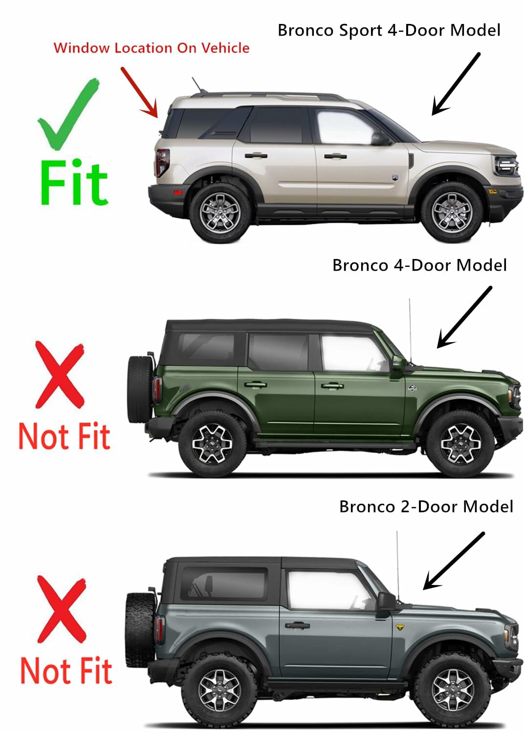 OE Heated Back Window Back Glass Compatible with Ford Bronco Sport 2021-2026 Models