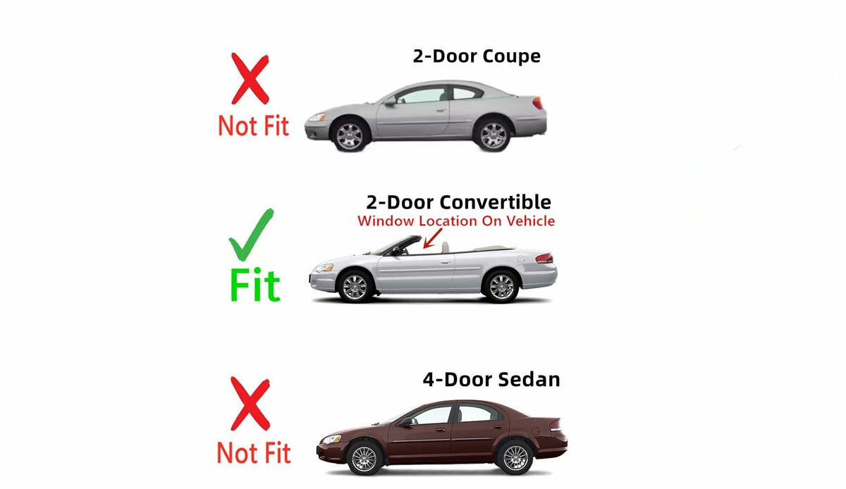 Driver Left Side Door Window Door Glass Compatible with Chrysler Sebring 2 Door Convertible 2001-2006 Models