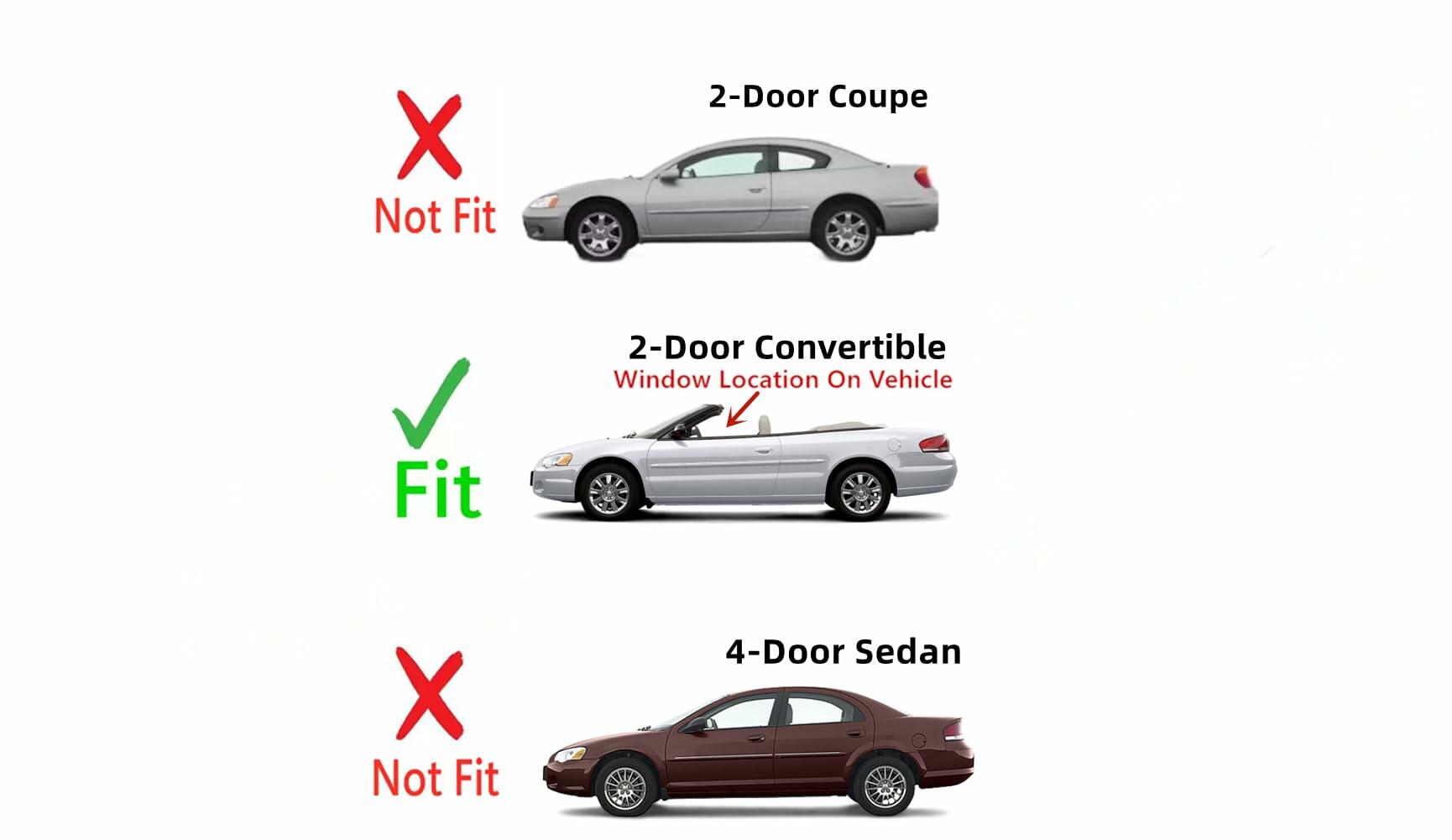 Driver Left Side Door Window Door Glass Compatible with Chrysler Sebring 2 Door Convertible 2001-2006 Models