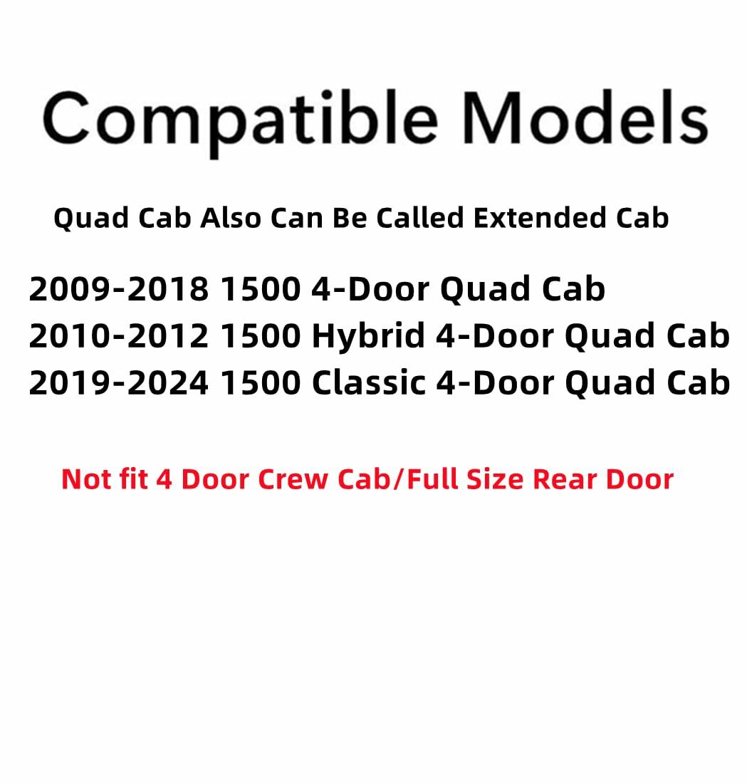 Passenger Right Side Rear Door Window Door Glass Compatible with Dodge Ram Pickup 1500 4 Door Quad Cab 2009-2018 Models & 1500 Classic 4 Door Quad Cab 2019-2024 Models