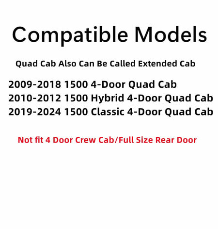 Passenger Right Side Rear Door Window Door Glass Compatible with Dodge Ram Pickup 1500 4 Door Quad Cab 2009-2018 Models & 1500 Classic 4 Door Quad Cab 2019-2024 Models