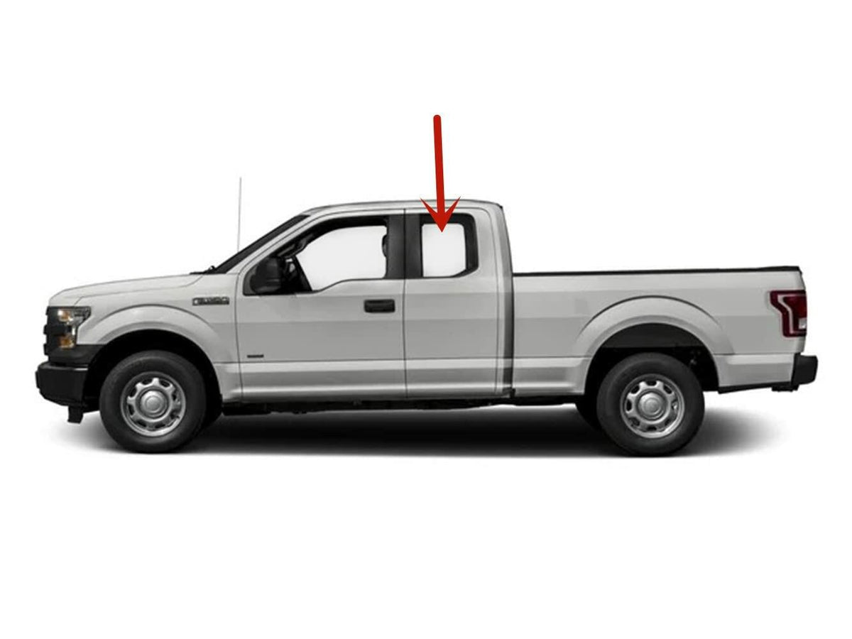 Driver Left Side Rear Door Window Door Glass Compatible with Ford F150 2015-2020 / F250 F350 F450 F550 2017-2022 Super Cab/Extended Cab Pickups Models
