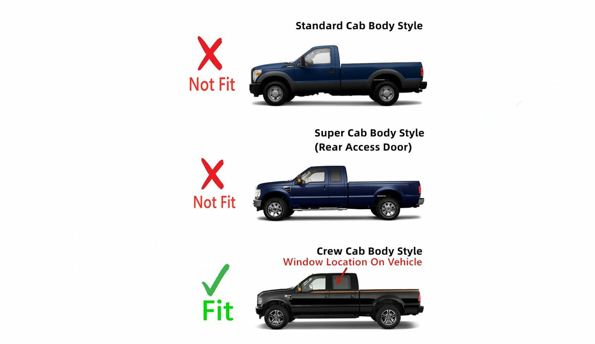Privacy Driver Left Side Rear Door Window Door Glass Compatible with Ford F250 F350 F450 F550 F650 F750 4 Door Crew Cab 1999-2012 Models