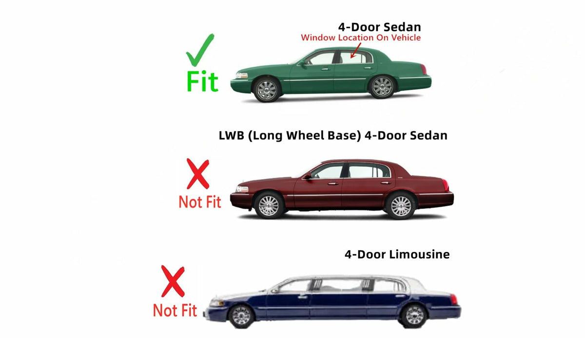 Driver Left Side Rear Door Window Door Glass Compatible with Lincoln Town Car 4 Door Sedan 1998-2011 Models
