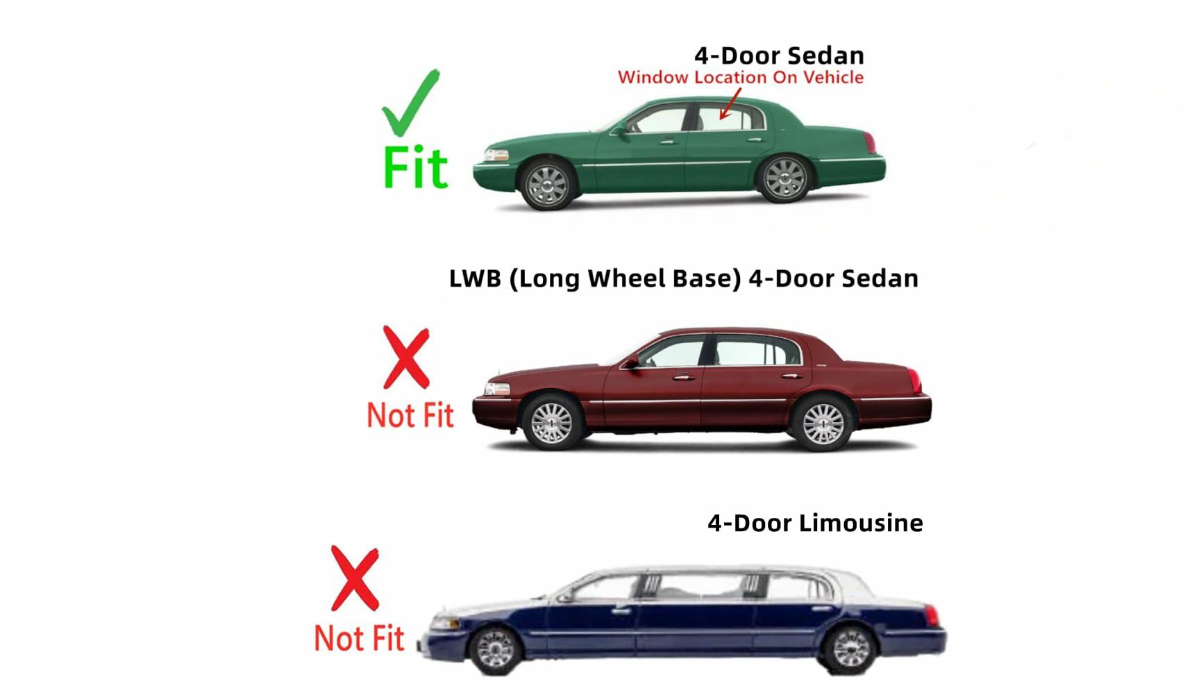 Driver Left Side Rear Door Window Door Glass Compatible with Lincoln Town Car 4 Door Sedan 1998-2011 Models