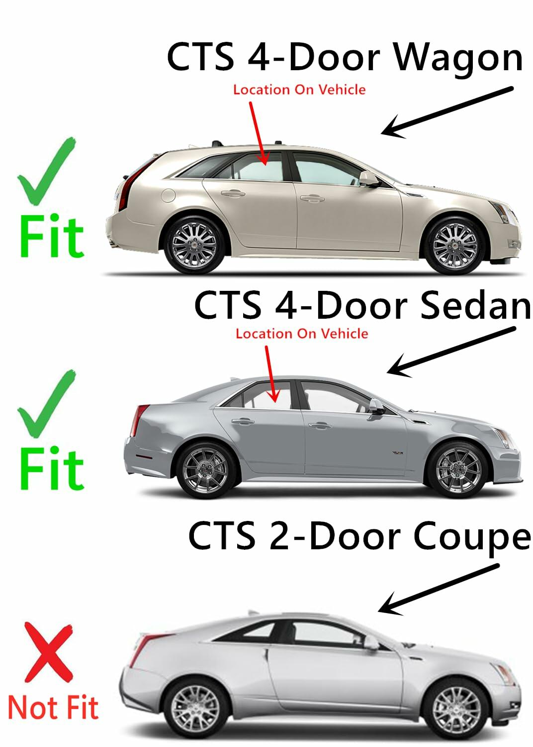 Passenger Right Side Rear Door Window Door Glass Compatible with Cadillac CTS 4 Door Sedan 2008-2013 Models/4 Door Wagon 2010-2014 Models