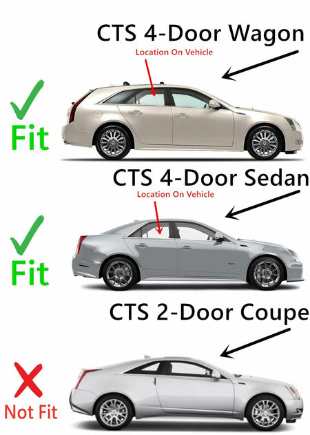 Passenger Right Side Rear Door Window Door Glass Compatible with Cadillac CTS 4 Door Sedan 2008-2013 Models/4 Door Wagon 2010-2014 Models