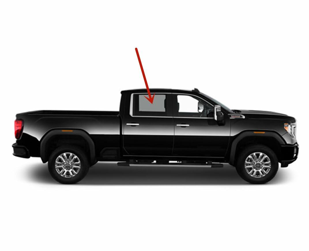 Passenger Right Side Rear Door Window Door Glass Compatible with Chevrolet Silverado 2500/3500 2020-2026 & GMC Sierra 2500/3500 2020-2026 4 Door Crew Cab Pickup (Full Size Rear Door) Models