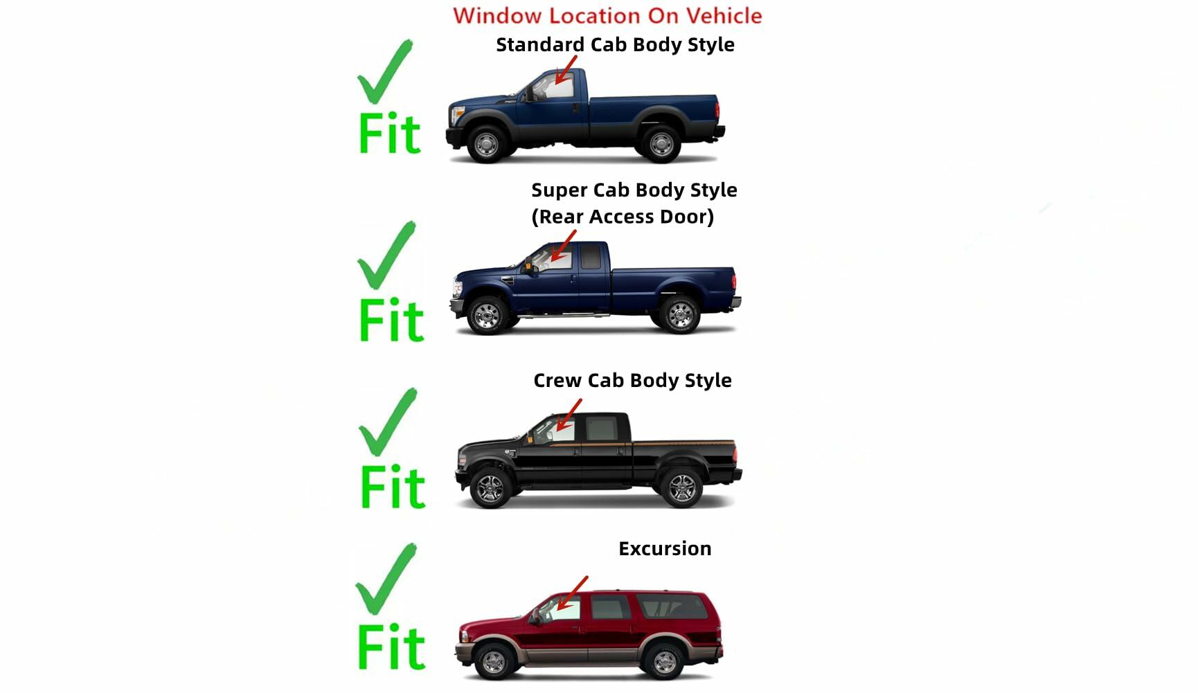 Driver Left Side Front Door Window Door Glass Compatible with Ford F250/F350/F450/F550/F650/F750 1999-2012 Models (Not for F250LD Light Duty) / Excursion 2000-2005