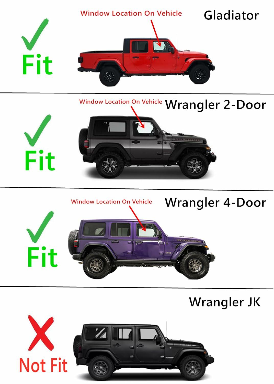 OEM Tempered Passenger Right Side Front Door Window Door Glass Compatible with Jeep Wrangler 2018-2026 / Gladiator 2020-2026 Models