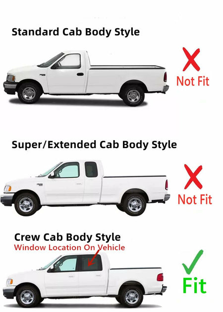 Driver Left Side Rear Door Window Door Glass Compatible with Ford F150 Pickup/Lincoln Blackwood 4 Door Crew Cab 2001-2003 Models