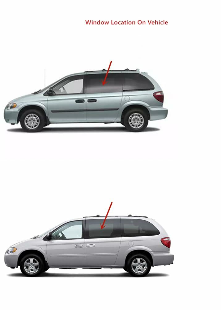 Driver Left Side Rear Sliding Door Window Door Glass Compatible with Chrysler Voyager Grand Voyager Town & Country / Dodge Caravan Grand Caravan / Plymouth Voyager Grand Voyager 1996-2000 Models