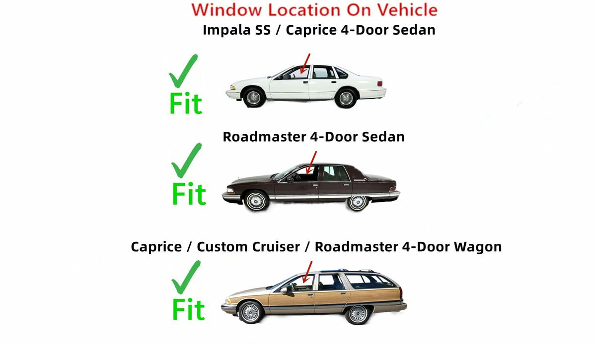 Driver Left Side Front Door Window Door Glass Compatible with Oldsmobile Custom Cruiser 1991-1992 Models/Chevrolet Impala SS 1994-1996 Models