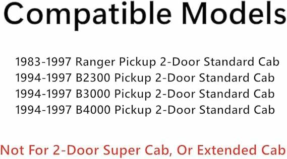 Back Sliding Window Glass Manual Back Slider Compatible with Ford Ranger/Mazda B2300/Mazda B3000/Mazda B4000 2 Door Standard Cab Pickup 1983-1997 Models