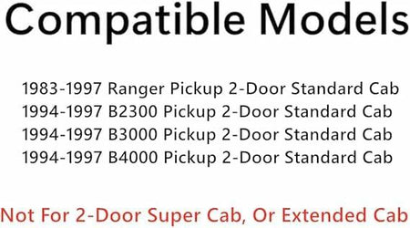 Back Sliding Window Glass Manual Back Slider Compatible with Ford Ranger/Mazda B2300/Mazda B3000/Mazda B4000 2 Door Standard Cab Pickup 1983-1997 Models
