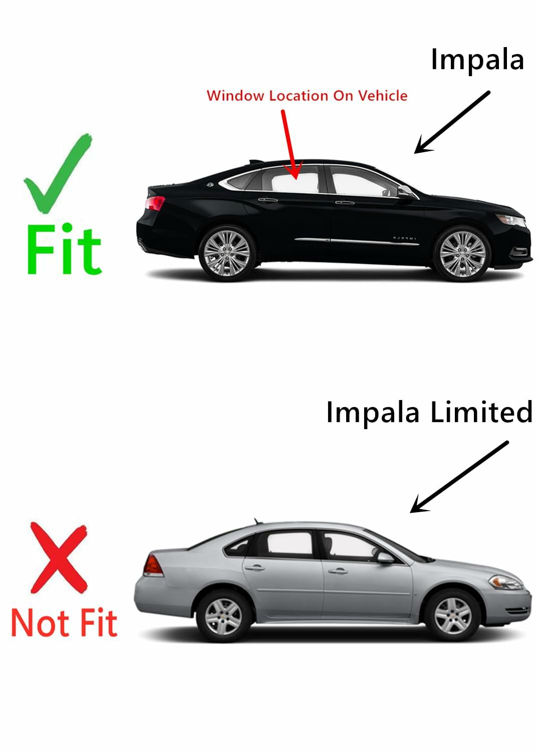 Passenger Right Side Rear Door Window Door Glass Compatible with Chevrolet Impala 2014-2020 Models (Not For Impala Limited)