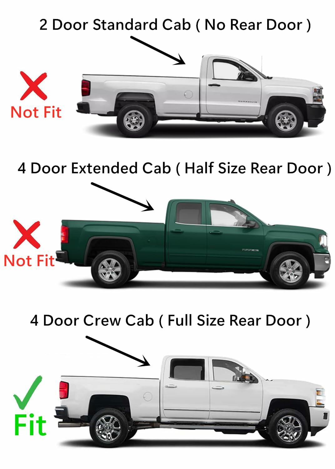 Passenger Right Side Rear Door Window Door Glass Compatible with Chevrolet Silverado GMC Sierra 1500 2014-2018 / 2500 3500 2015-2019 /4500 5500 6500 2019-2021 4-Door Crew Cab Pickup