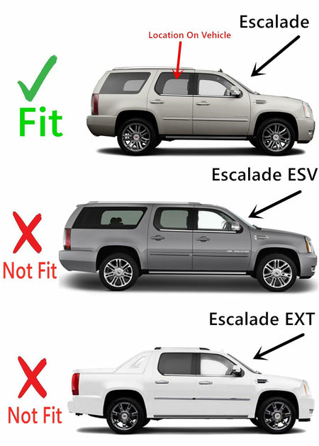 Passenger Right Side Rear Door Window Door Glass Compatible with Cadillac Escalade 2007-2014 Models
