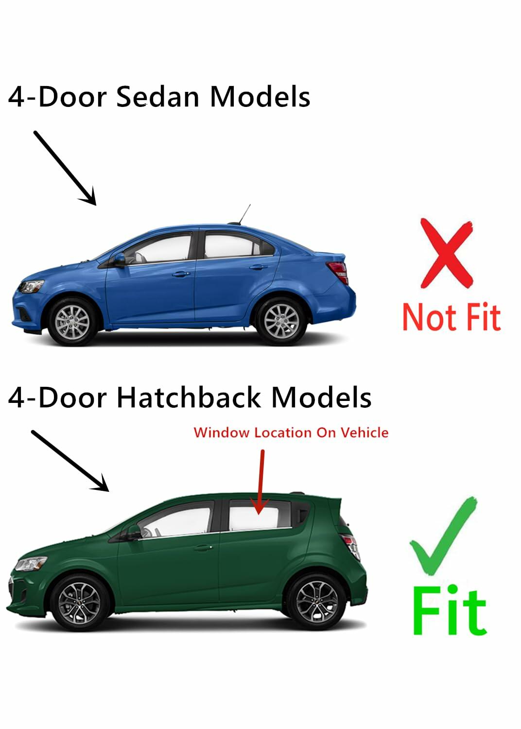 Driver Left Side Rear Door Window Door Glass Compatible with Chevrolet Sonic 4 Door Hatchback 2012-2020 Models