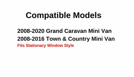 Stationary Style Passenger Right Side Rear Sliding Cargo Door Window Door Glass Compatible with Dodge Grand Caravan / Chrysler Town & Country 2008-2020 Models