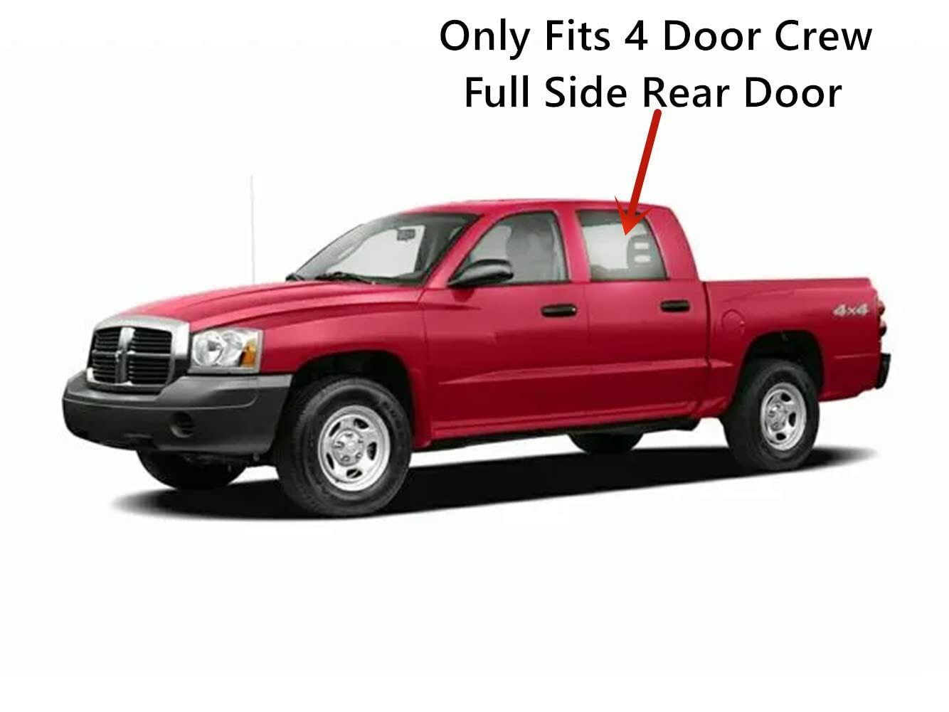 Driver Left Side Rear Door Window Door Glass Compatible with Dodge Ram Dakota / Mitsubishi Raider 4 Door Crew Cab Pickups 2005-2011 Models