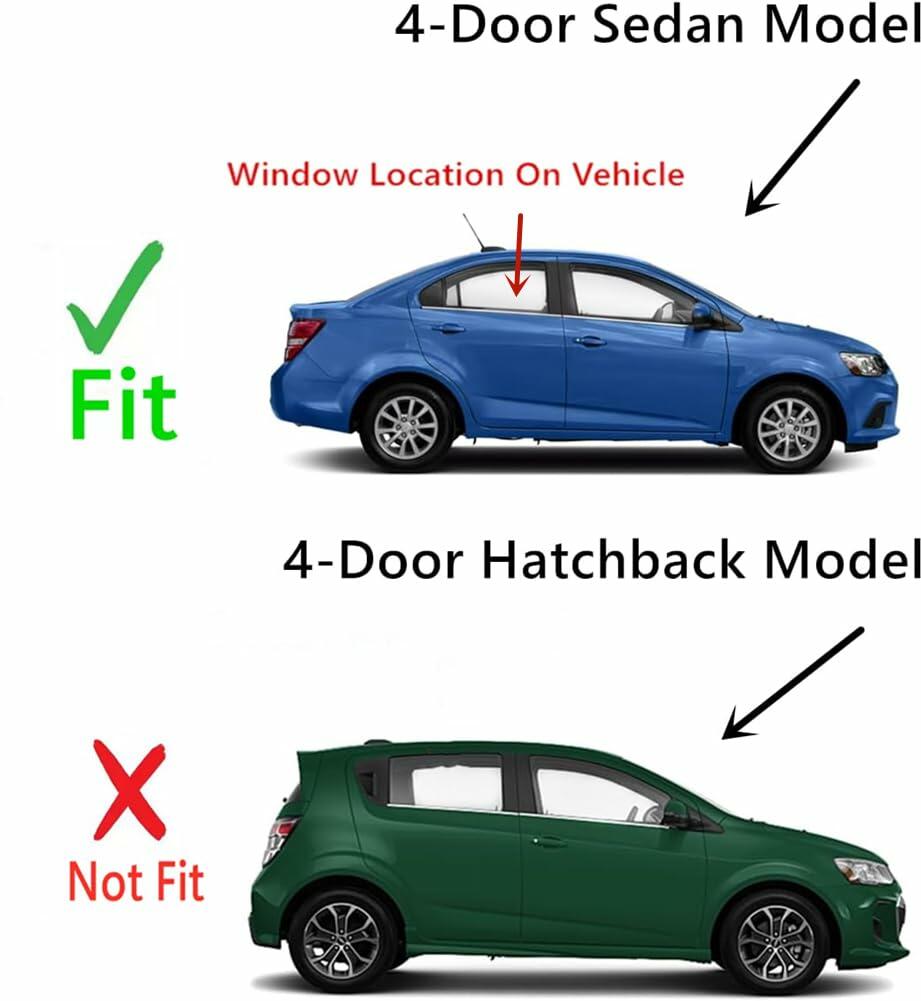 Passenger Right Side Rear Door Window Door Glass Compatible with Chevrolet Sonic 4 Door Sedan 2012-2020 Models