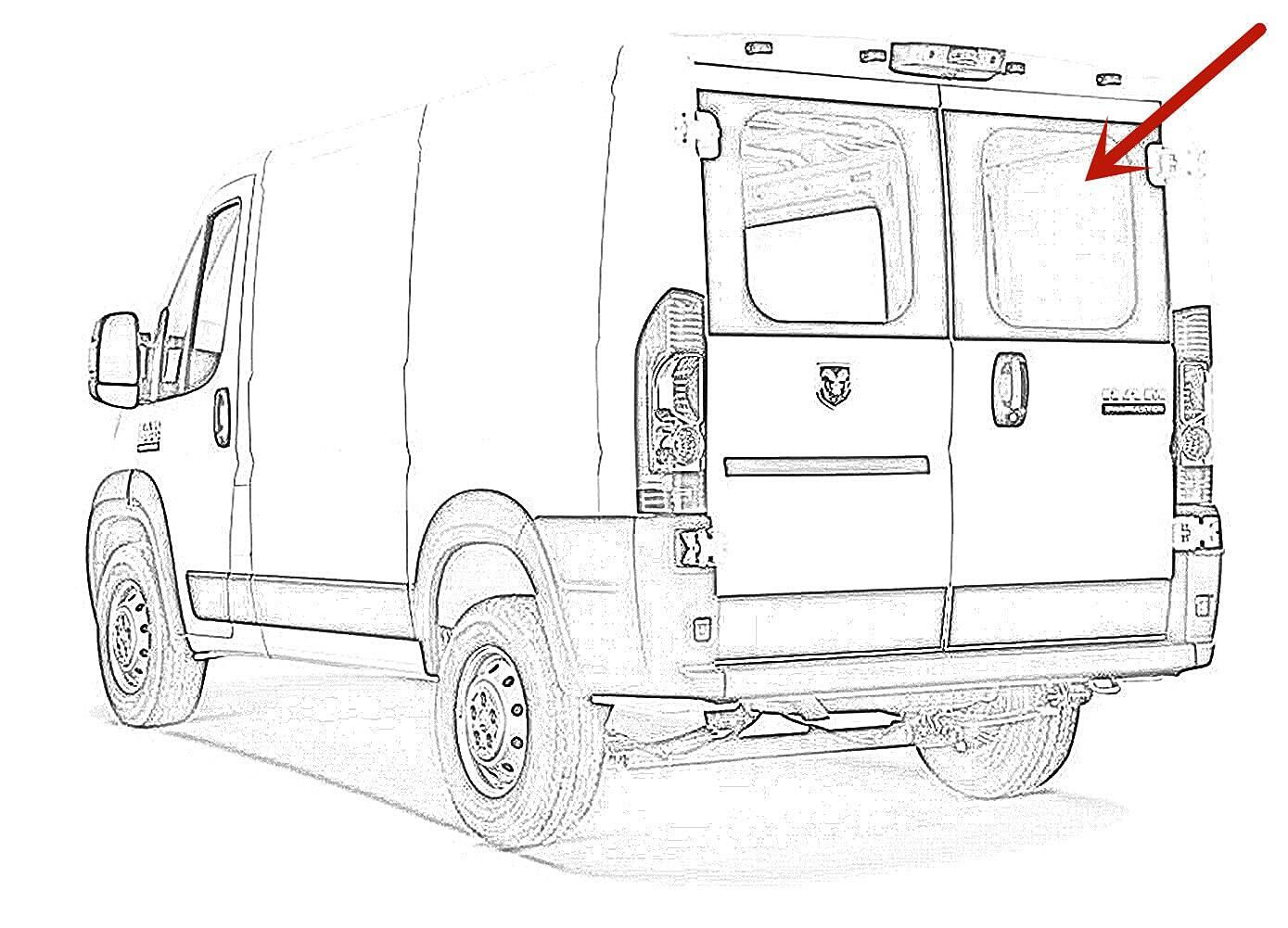 Heated Back Window Back Glass Passenger Right Side Compatible with Ram Promaster 1500 2500 3500 Cargo Van 2014-2026 Models (Not For Promaster City Van)