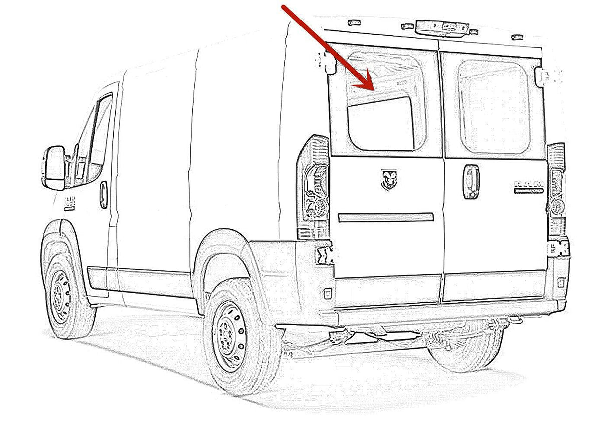 Heated Back Window Back Glass Driver Left Side Compatible with Ram Promaster 1500 2500 3500 Cargo Van 2014-2026 Models (Not For Promaster City Van)