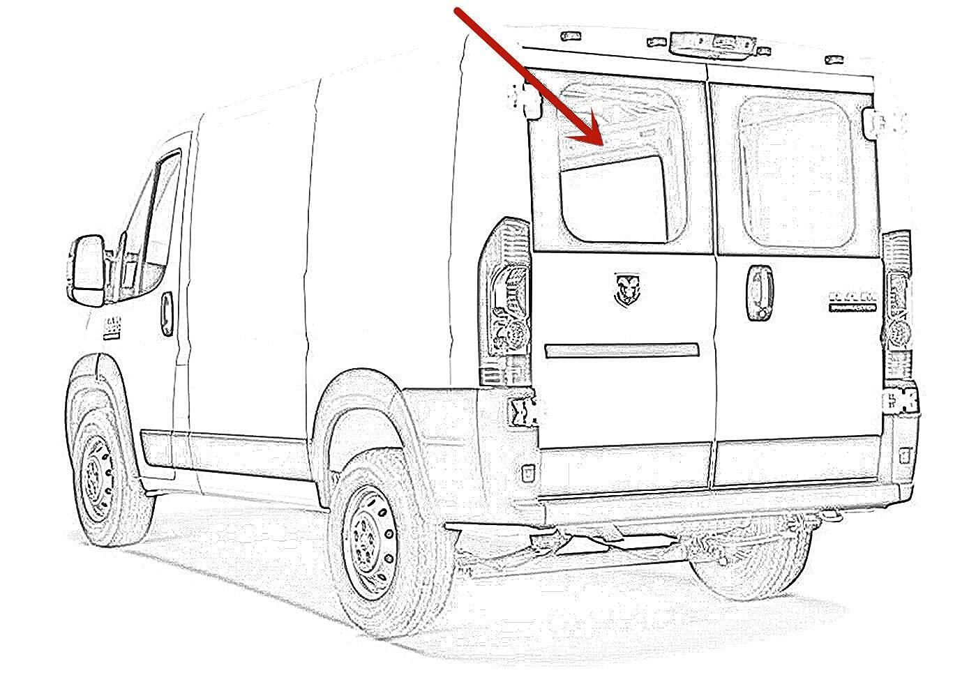 Heated Back Window Back Glass Driver Left Side Compatible with Ram Promaster 1500 2500 3500 Cargo Van 2014-2026 Models (Not For Promaster City Van)