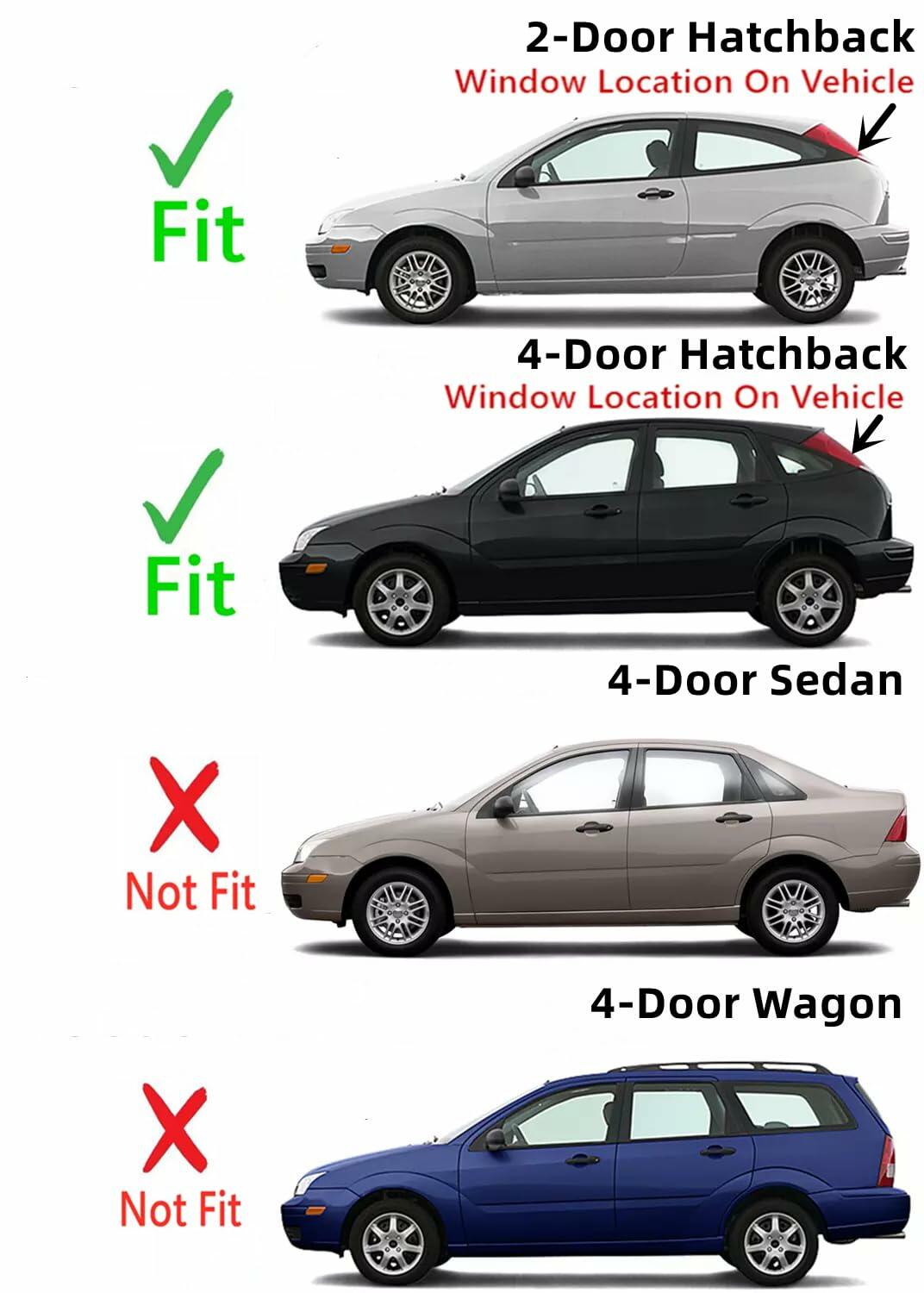 Heated Back Window Back Glass Compatible with Ford Focus 2000-2007 2/4 Door Hatchback Models