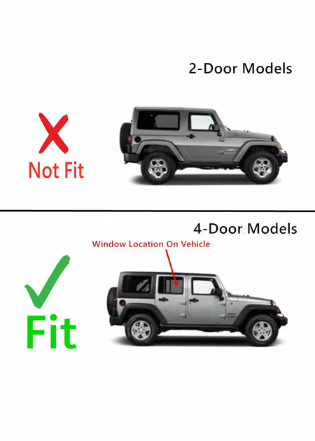 Passenger Right Side Rear Door Window Door Glass Compatible with Jeep Wrangler 2007-2017 Models/ Wrangler JK 2018 Models