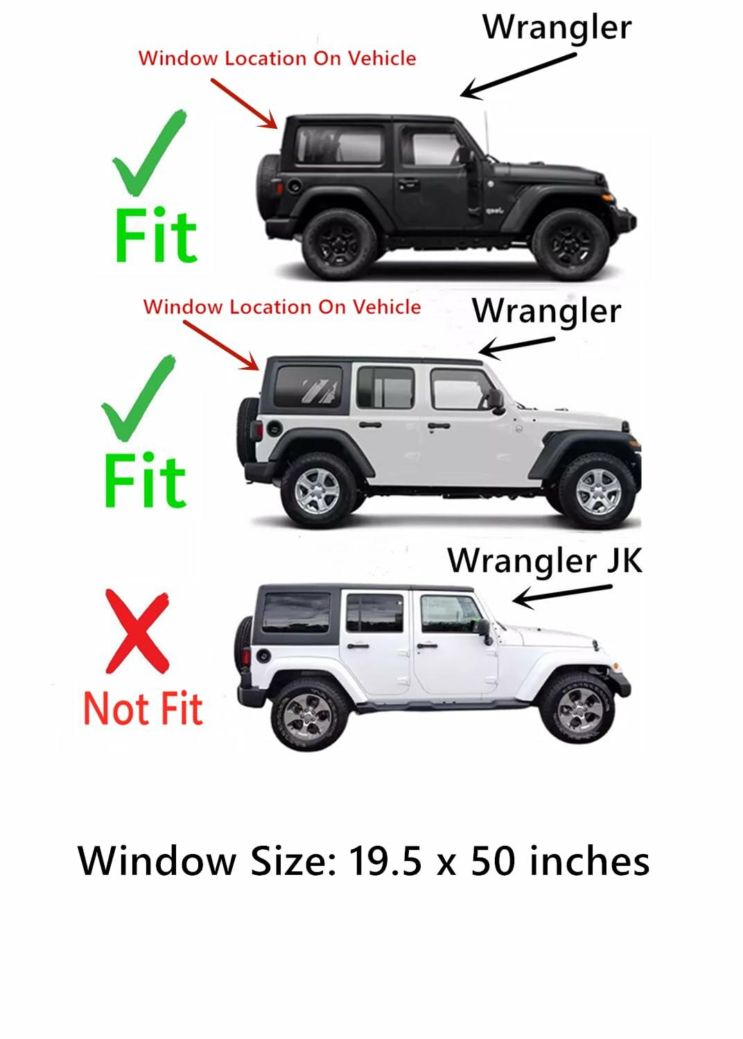 OE Privacy Heated Back Tailgate Window Back Glass Compatible with Jeep Wrangler 2018-2026 Models (Not For 2018 Wrangler JK)